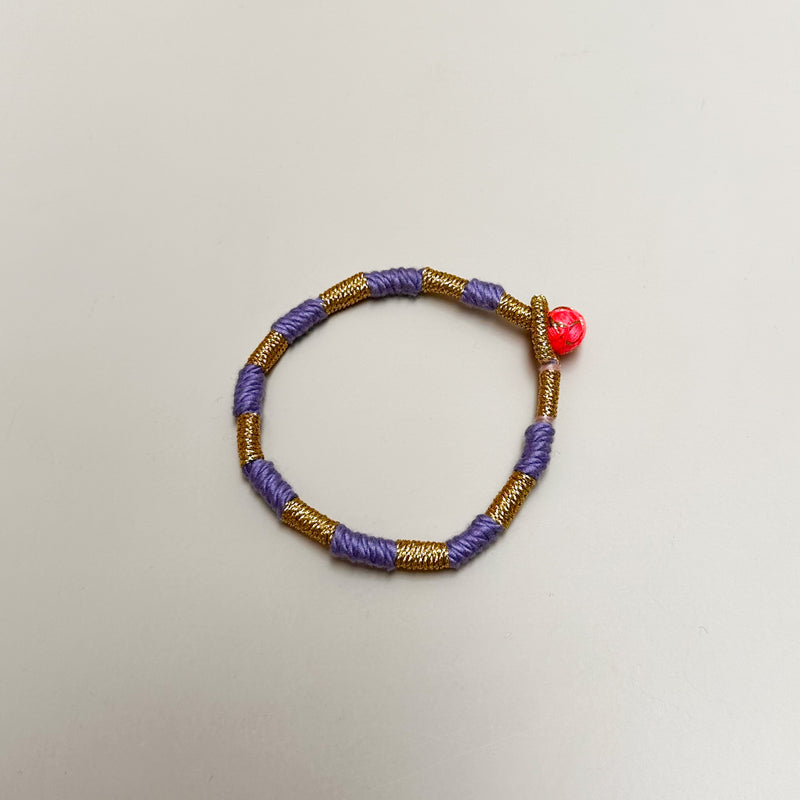Striped thread bracelet - Gold/lilac