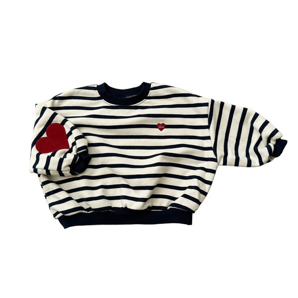 Heart striped sweater - Navy