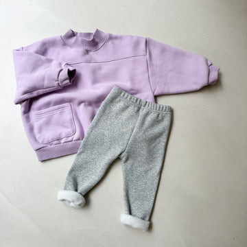 Billie fleeced pocket sweater - Lilac