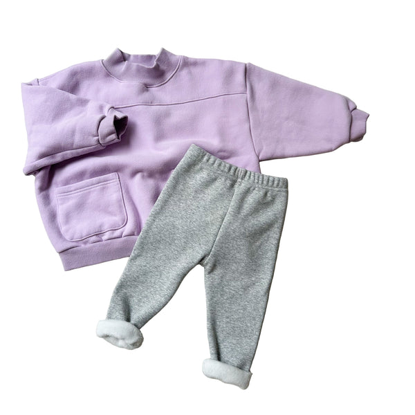 Melange fleece leggings - Grey melange