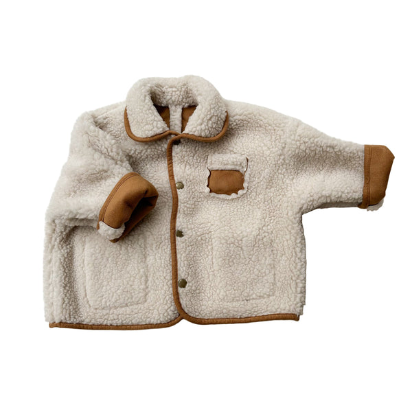 Reversible shearling teddy coat - Beige