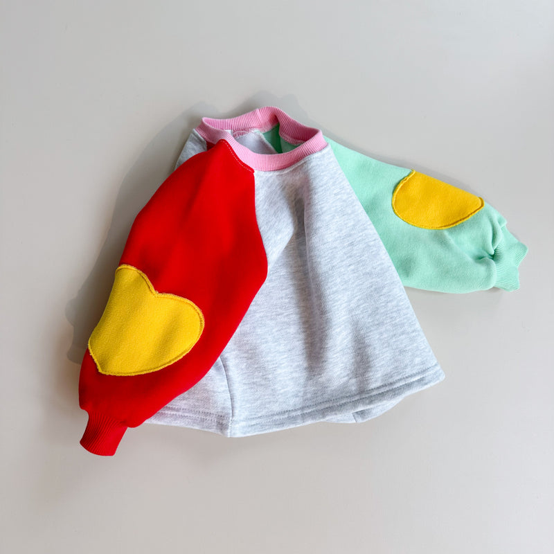 Colorblock heart sweatshirt - White melange