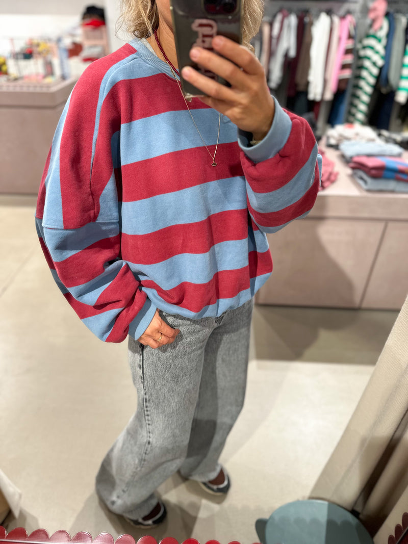 Sue striped sweatshirt - Burgundy/sky