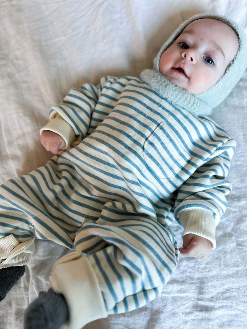 Striped sweater onesie - Sky