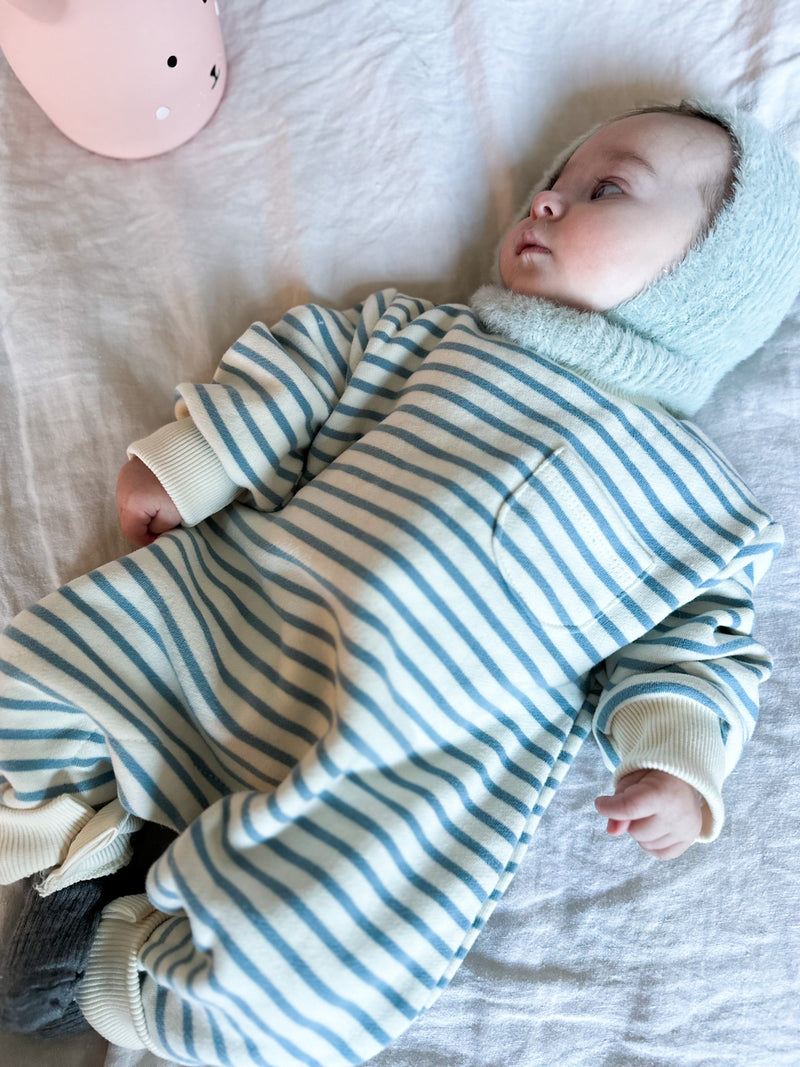 Striped sweater onesie - Sky