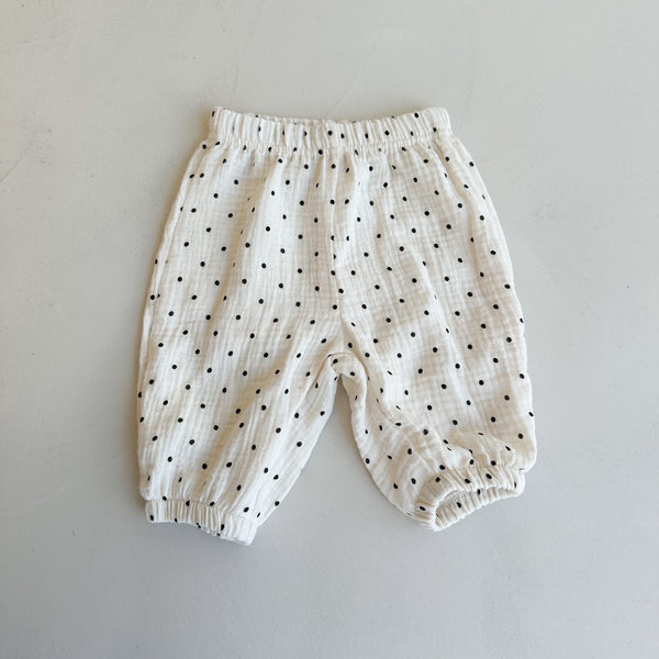 Dot muslin pants - Cream dot