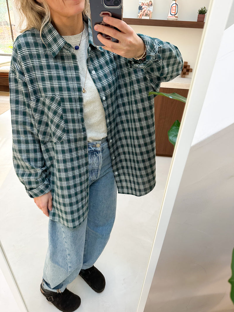 Oversized check shirt - Pine green