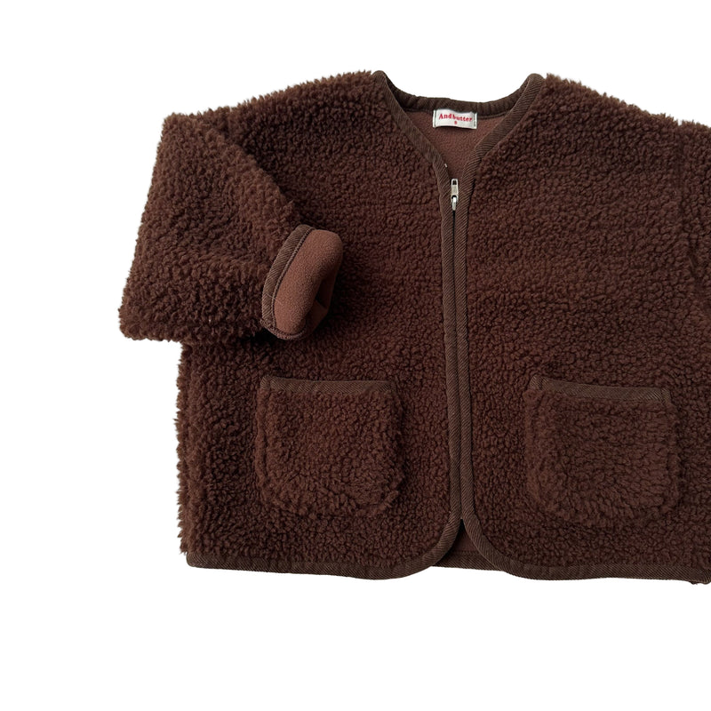 Teddy zip up jacket - Brown