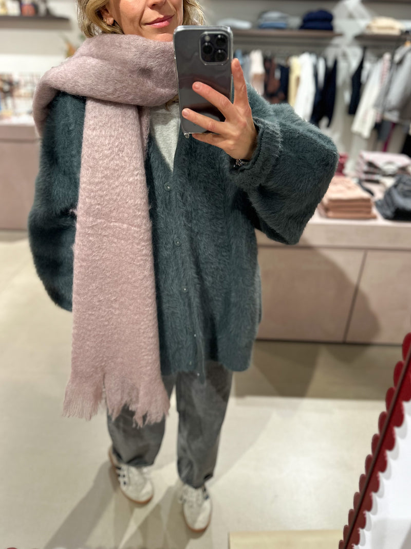 Oversized fluffy cardigan jacket - Ink grey