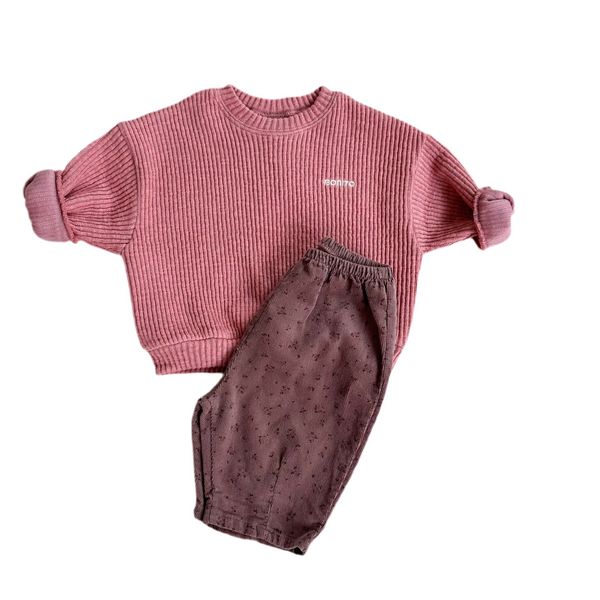 Bebe flower corduroy pants - Rose brown
