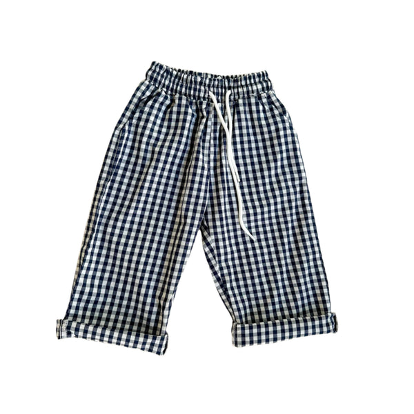 Baggy check pants - Navy