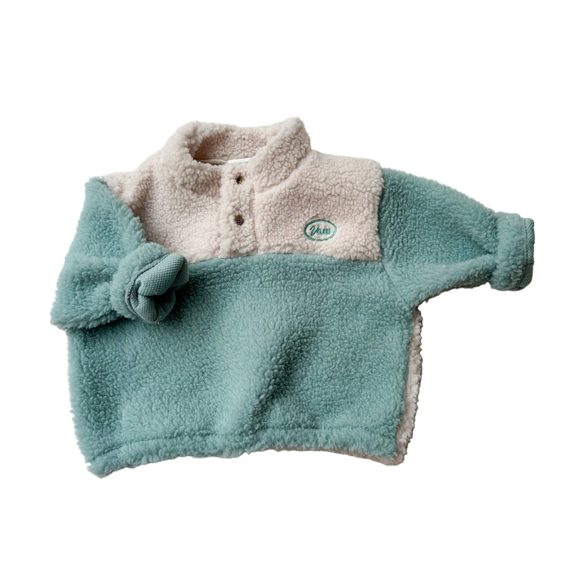 Bicolor pile jumper - Mint/cream