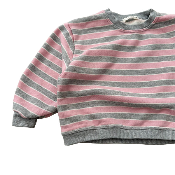 Macaron stripe sweatshirt - Grey/pink