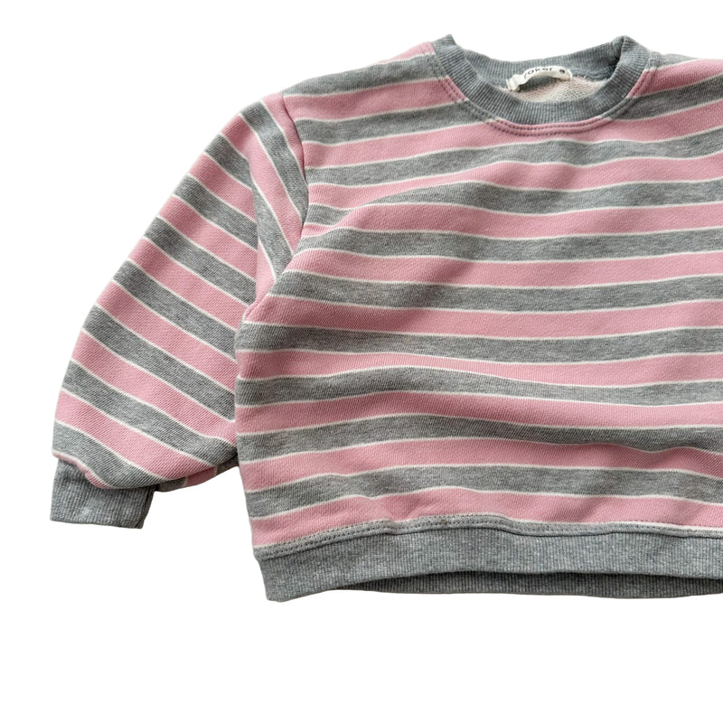 Macaron stripe sweatshirt - Grey/pink