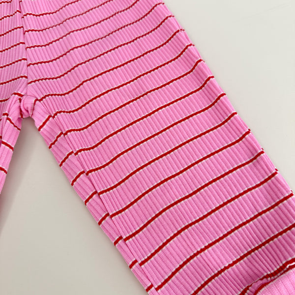 Striped cotton rib pants - Pink
