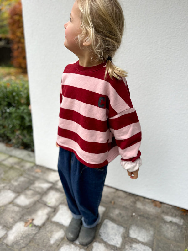 Striped C sweater - Burgundy/pink