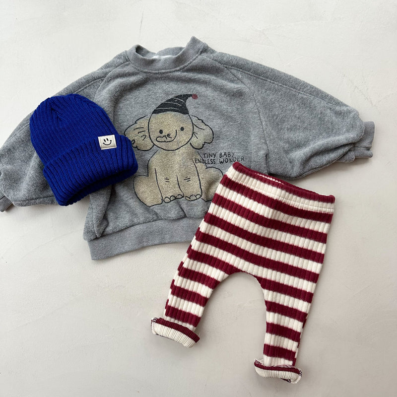 Fleeced terry elephant sweatshirt - Grey melange