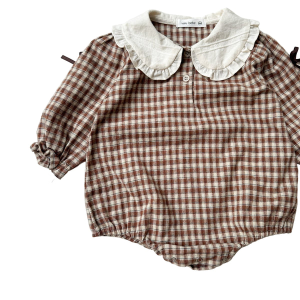 Bebe checked collar onesie - Brown