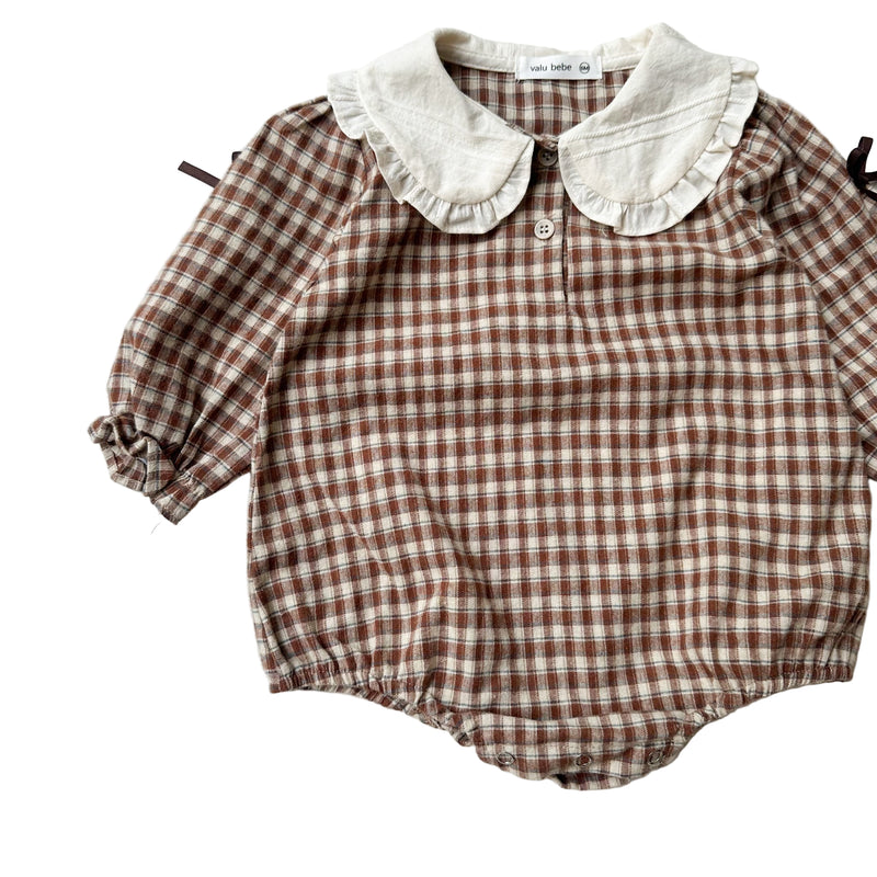 Bebe checked collar onesie - Brown