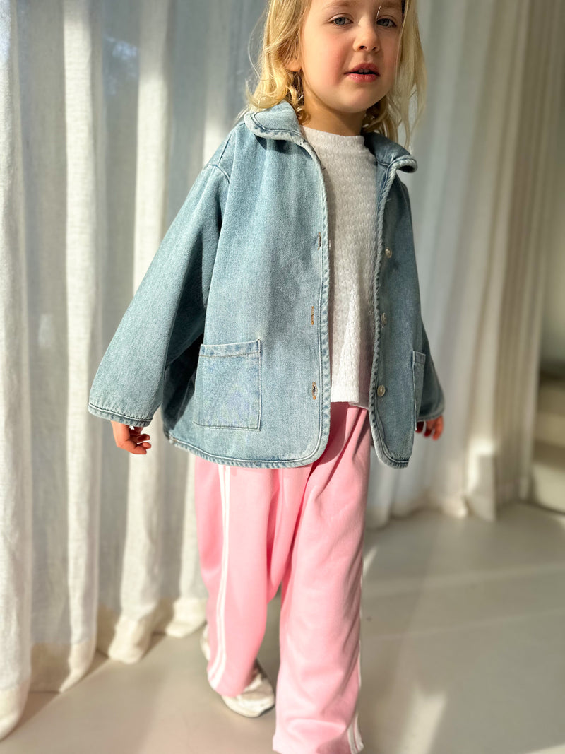 Collar denim jacket - Blue washing
