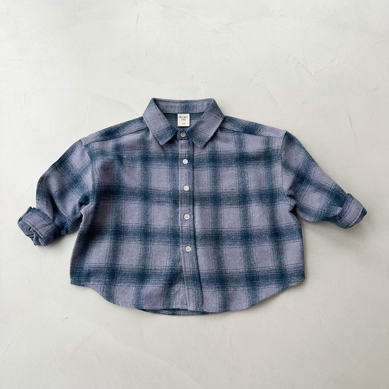 Flannel check overshirt - Dusty lilac/blue