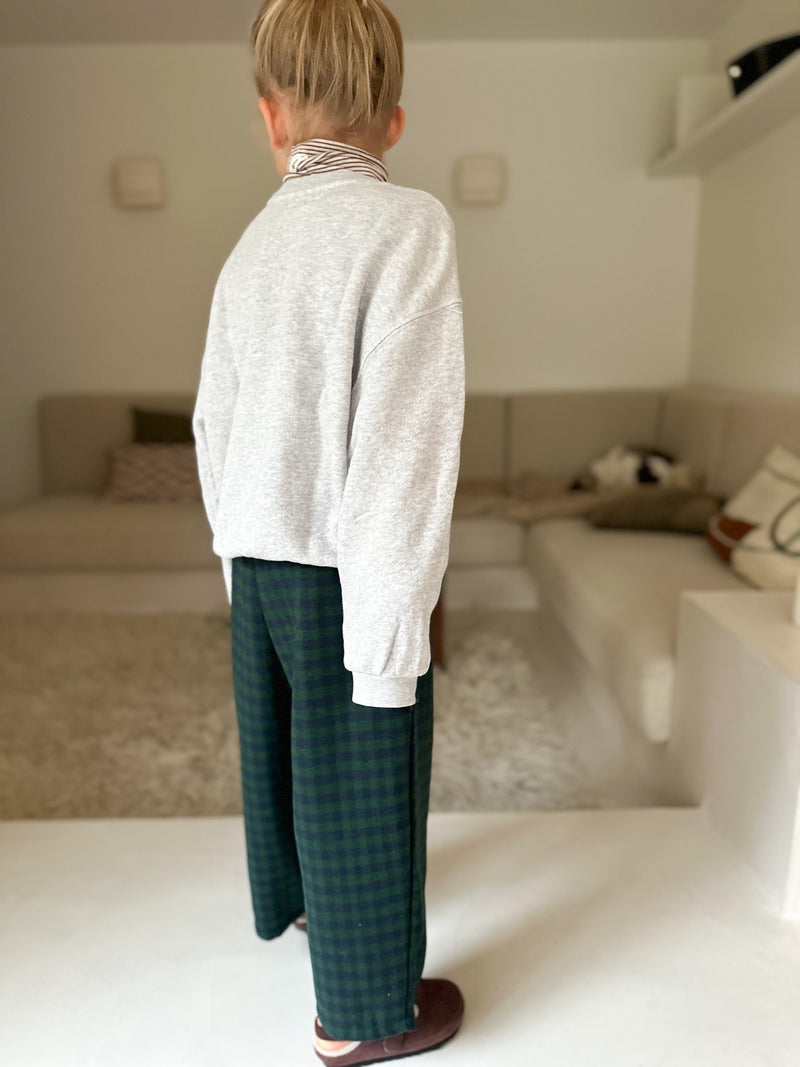 Fleece check pants - Green