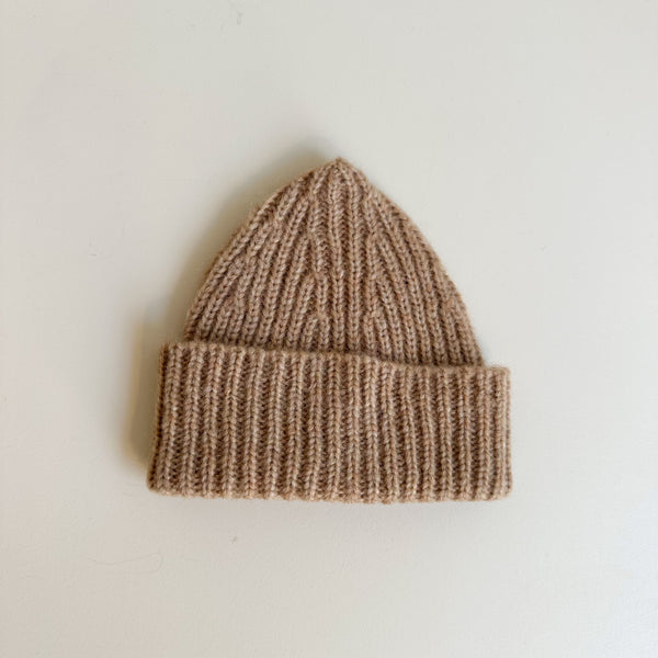 Knitted wool beanie - Camel