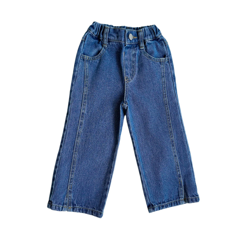 Slit denim pants - Blue washing
