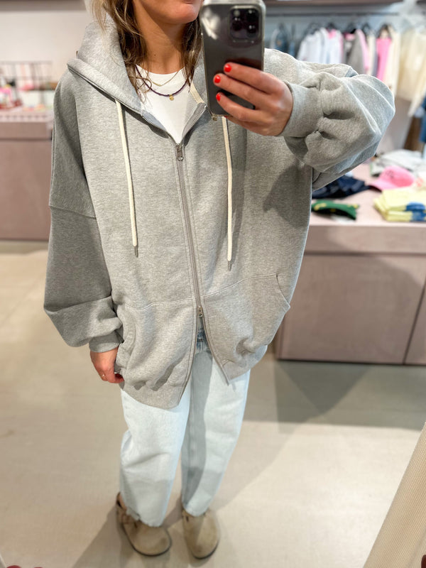 Oversized hoodie zip up - Grey melange