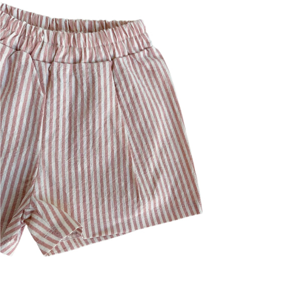 Fine striped cotton shorts - Old pink