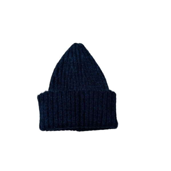 Knitted wool beanie - Navy