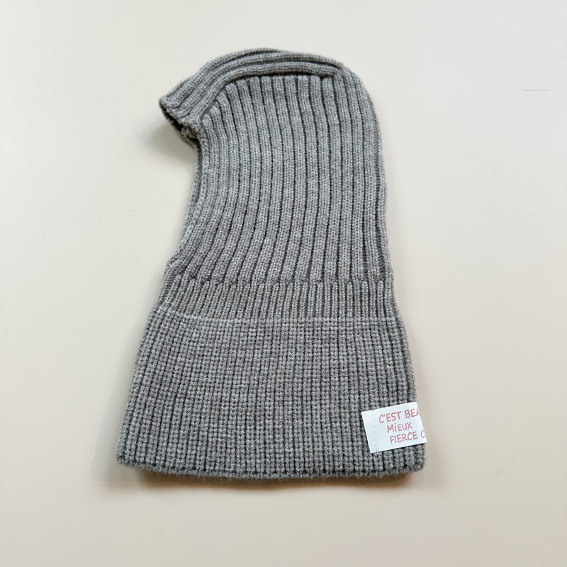 Rib balaclava - Grey melange