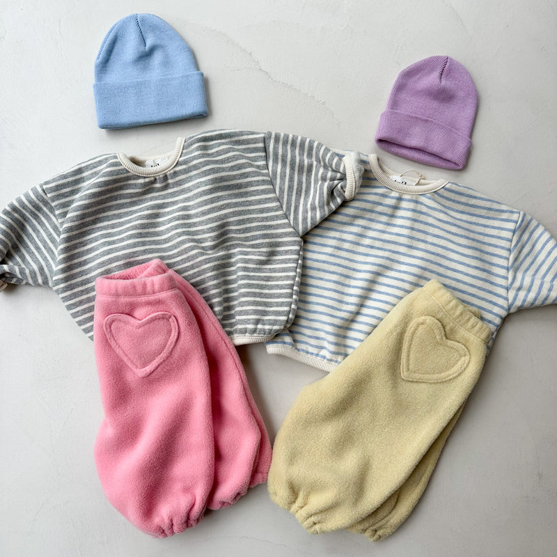 Heart fleece jogger pants - Pink