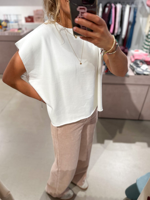 Rough edge sweater top - Ivory