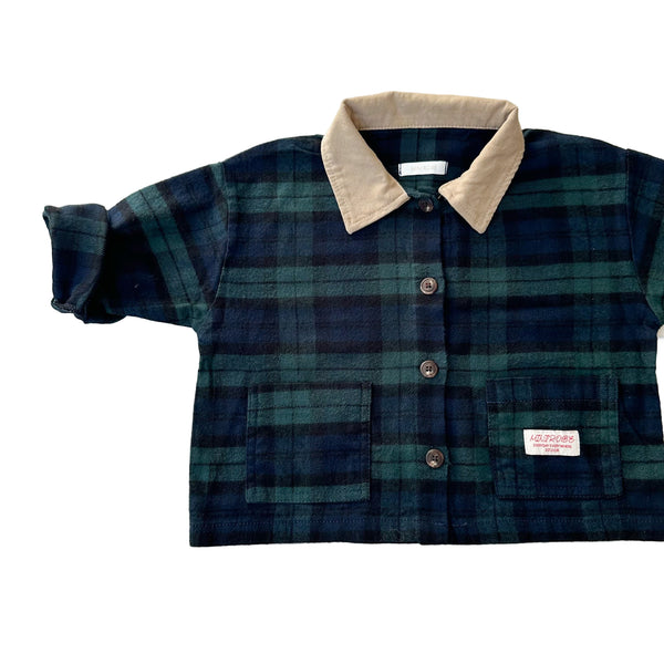Checked flanel overshirt jacket - Green