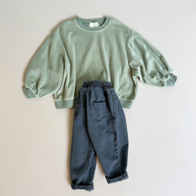 Velours raglan sweatshirt - Mint