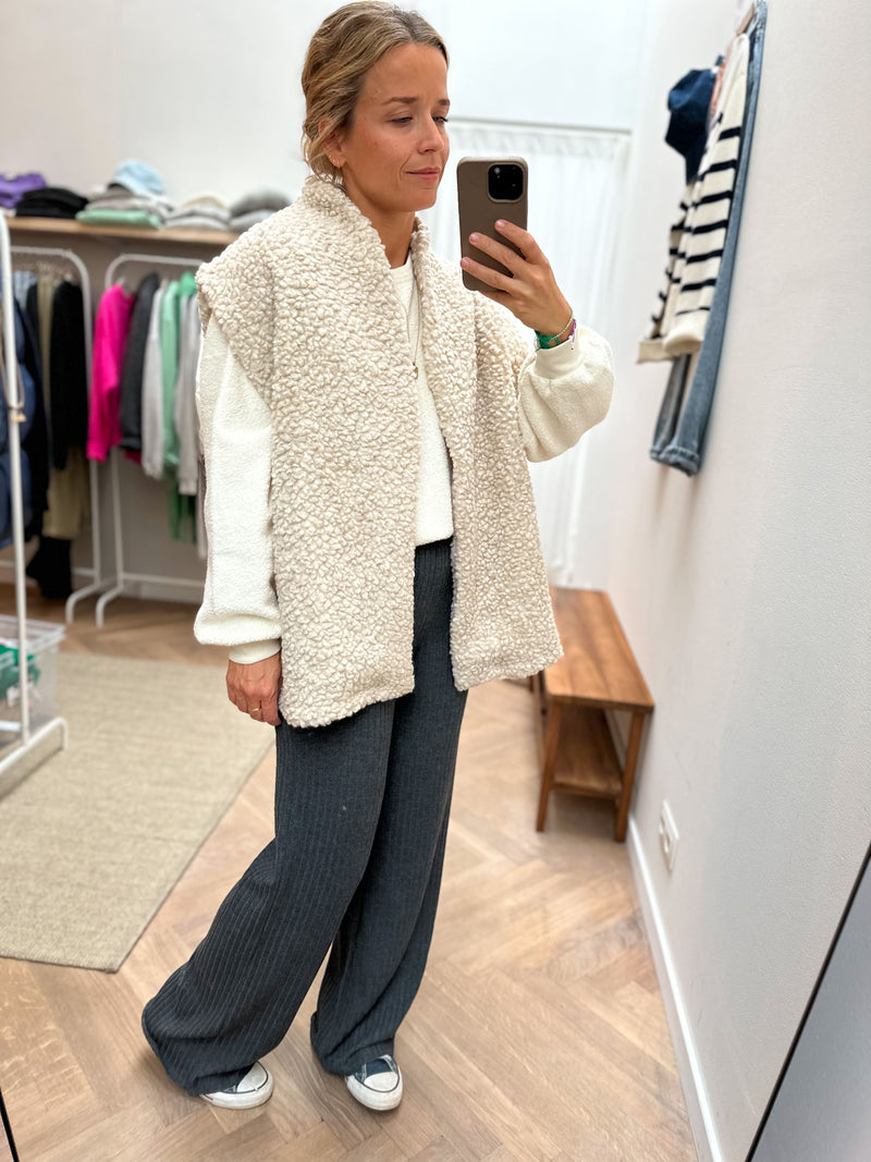 Lilja rib pants - Grey melange