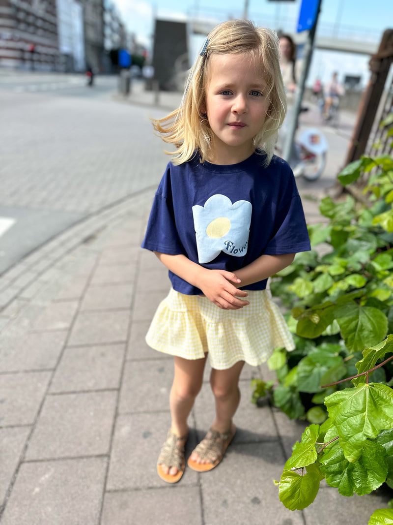 Big flower crop tee - Navy