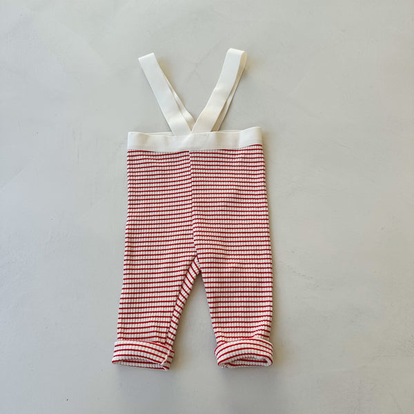 Striped suspender leggings - Red