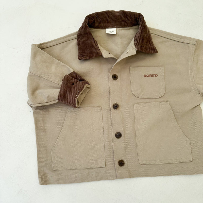 Corduroy collar worker jacket - Beige
