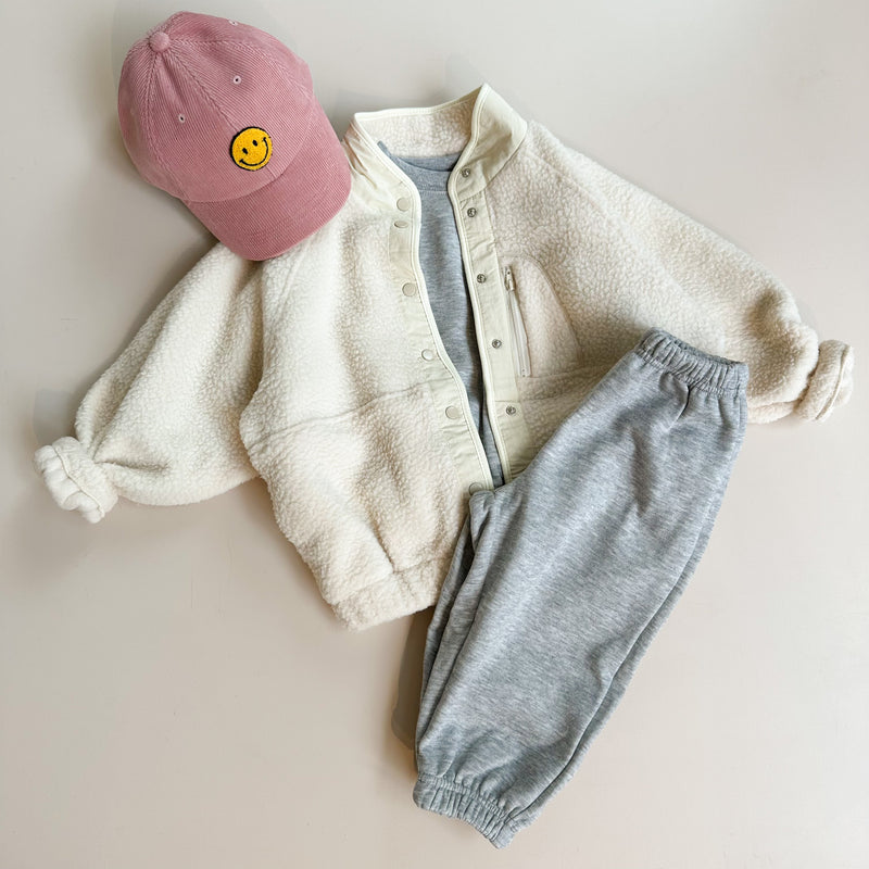 Basic fleeced jogger set - Grey melange