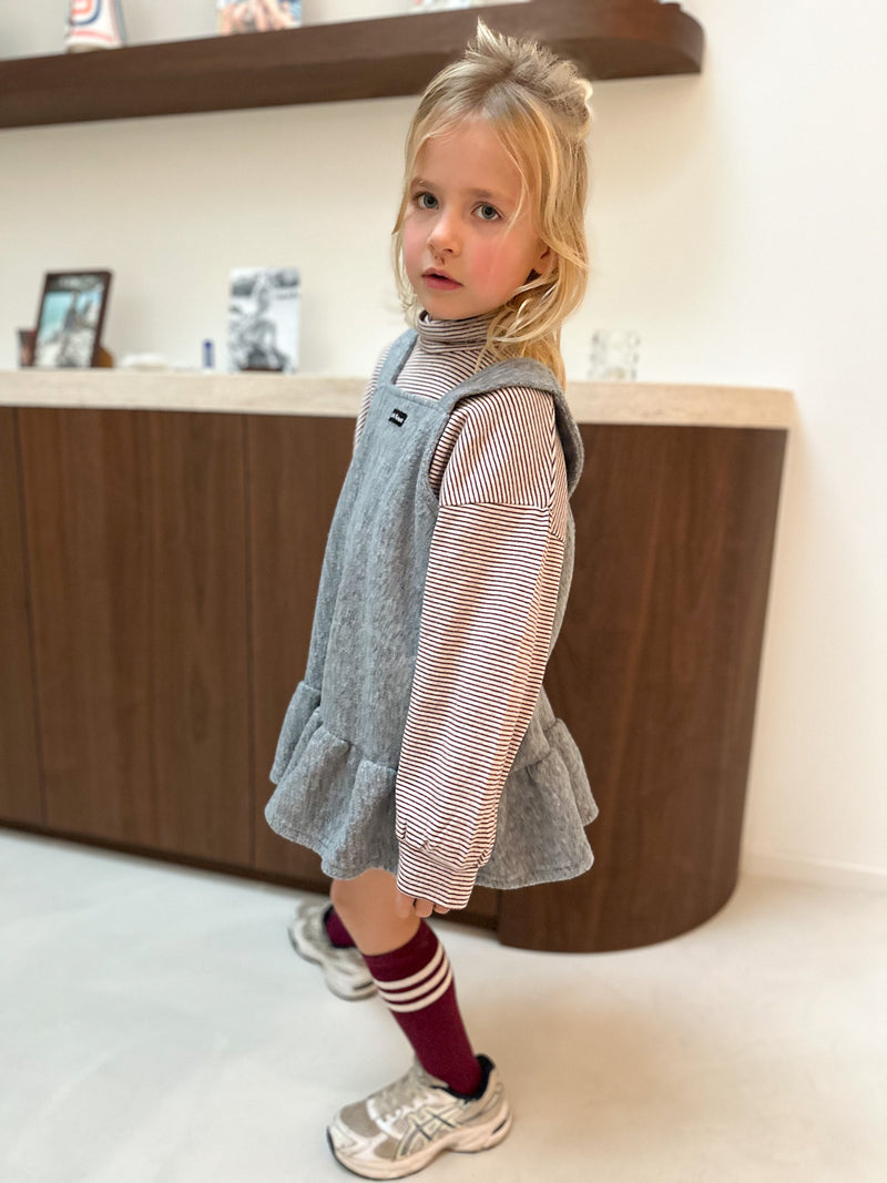 Fleece mini ruffle dress - Light grey melange