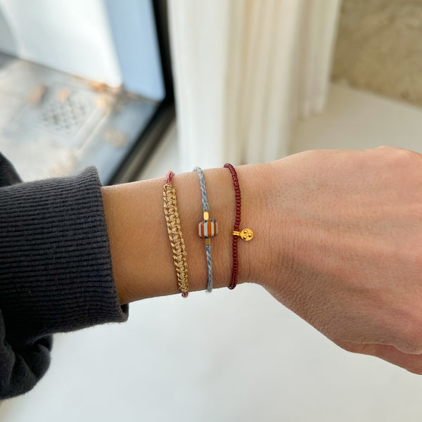 Orange bead bracelet - Orange/sky