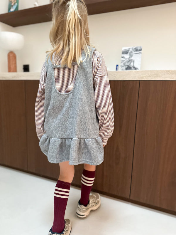 Fleece mini ruffle dress - Light grey melange