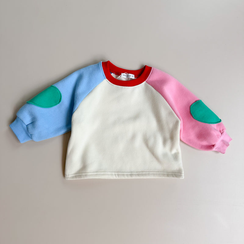 Colorblock heart sweatshirt - Cream