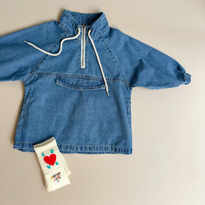 Denim zip-up dress - Blue