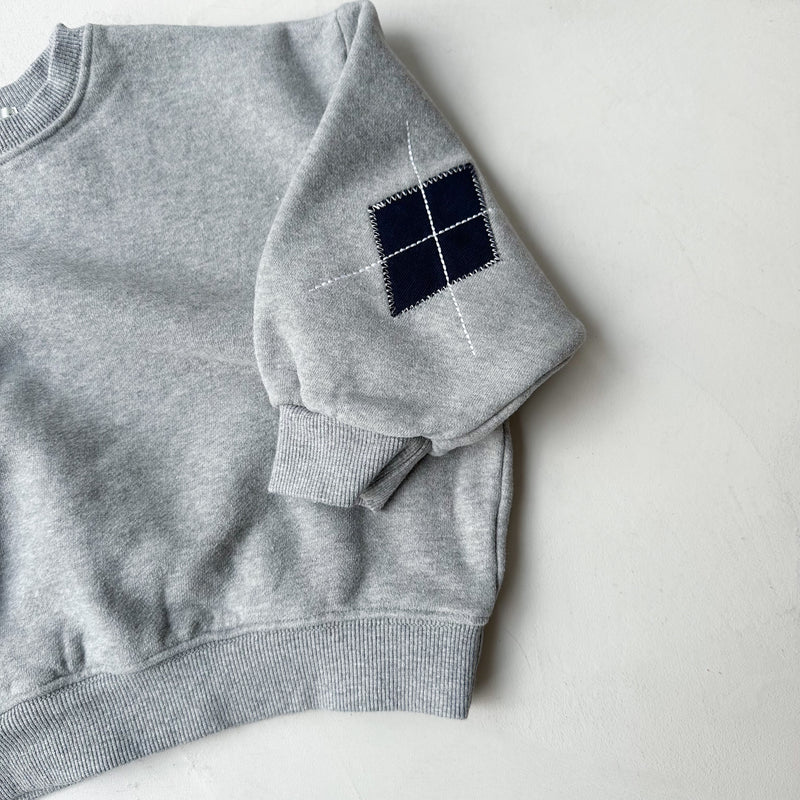 Argyle patch sweatshirt - Grey melange