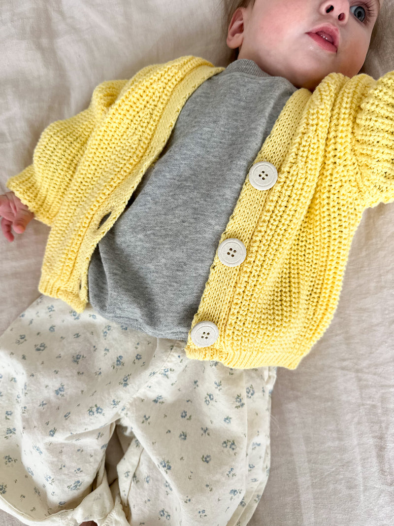 Chunky cotton knitted cardigan - Yellow