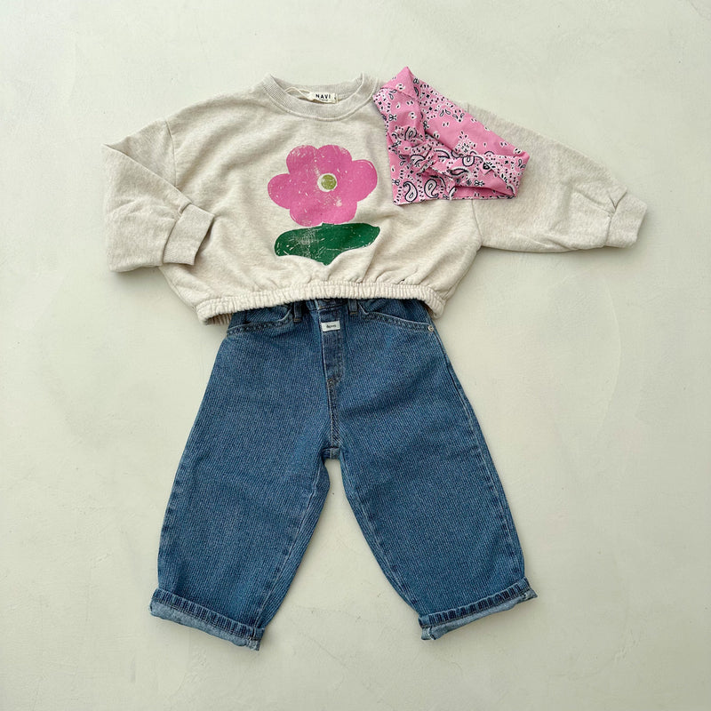 Slash denim pants - Fine stripes