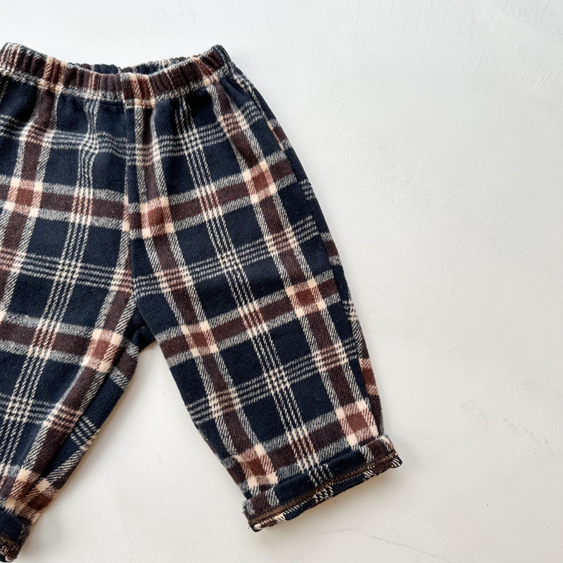 Flanel check pants - Navy